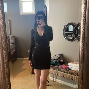 Express Black Long-Sleeve Dress w/ Grommets